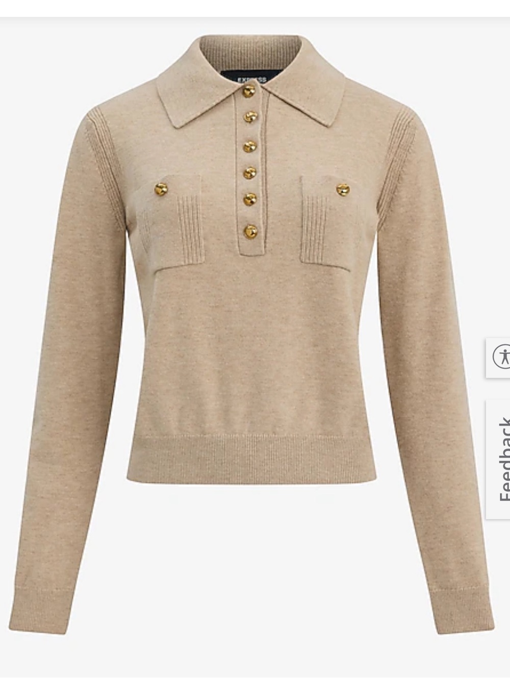 Express novelty button polo sweater